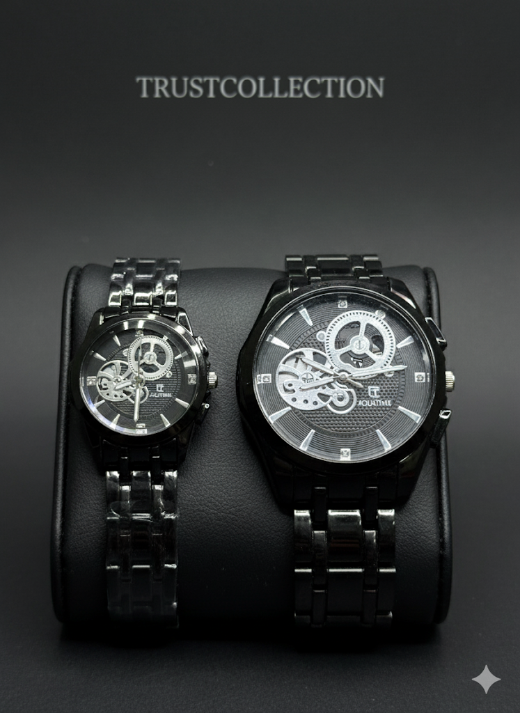 Luxury His & Hers Couple Watch Set – Elegant Black Design