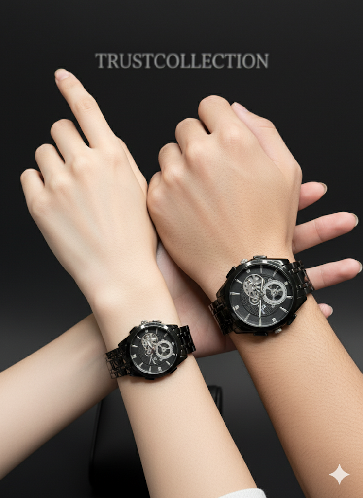 Luxury His & Hers Couple Watch Set – Elegant Black Design